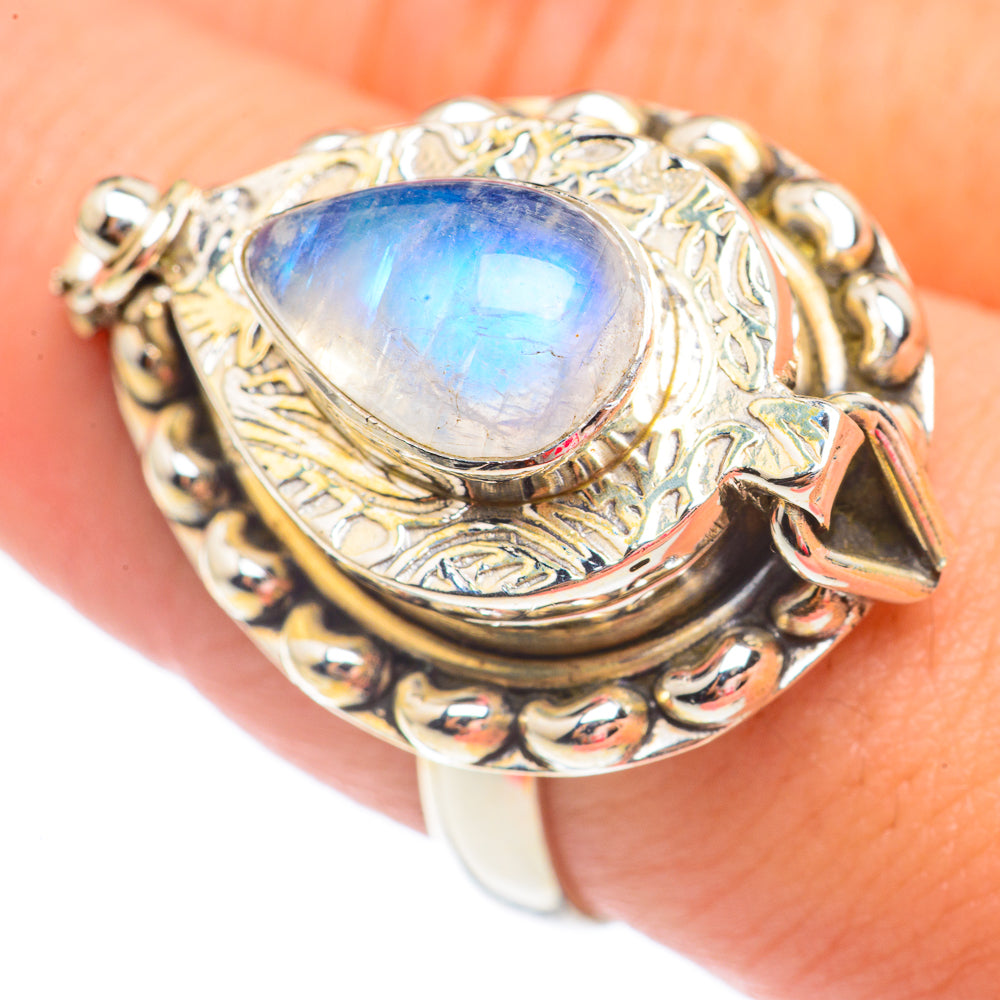 Rainbow Moonstone Rings handcrafted by Anasilvercos - RING67752