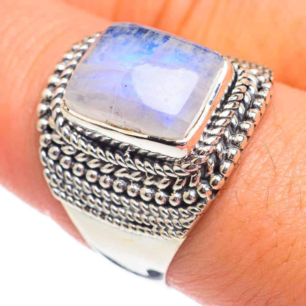 Rainbow Moonstone Rings handcrafted by Anasilvercos - RING67790