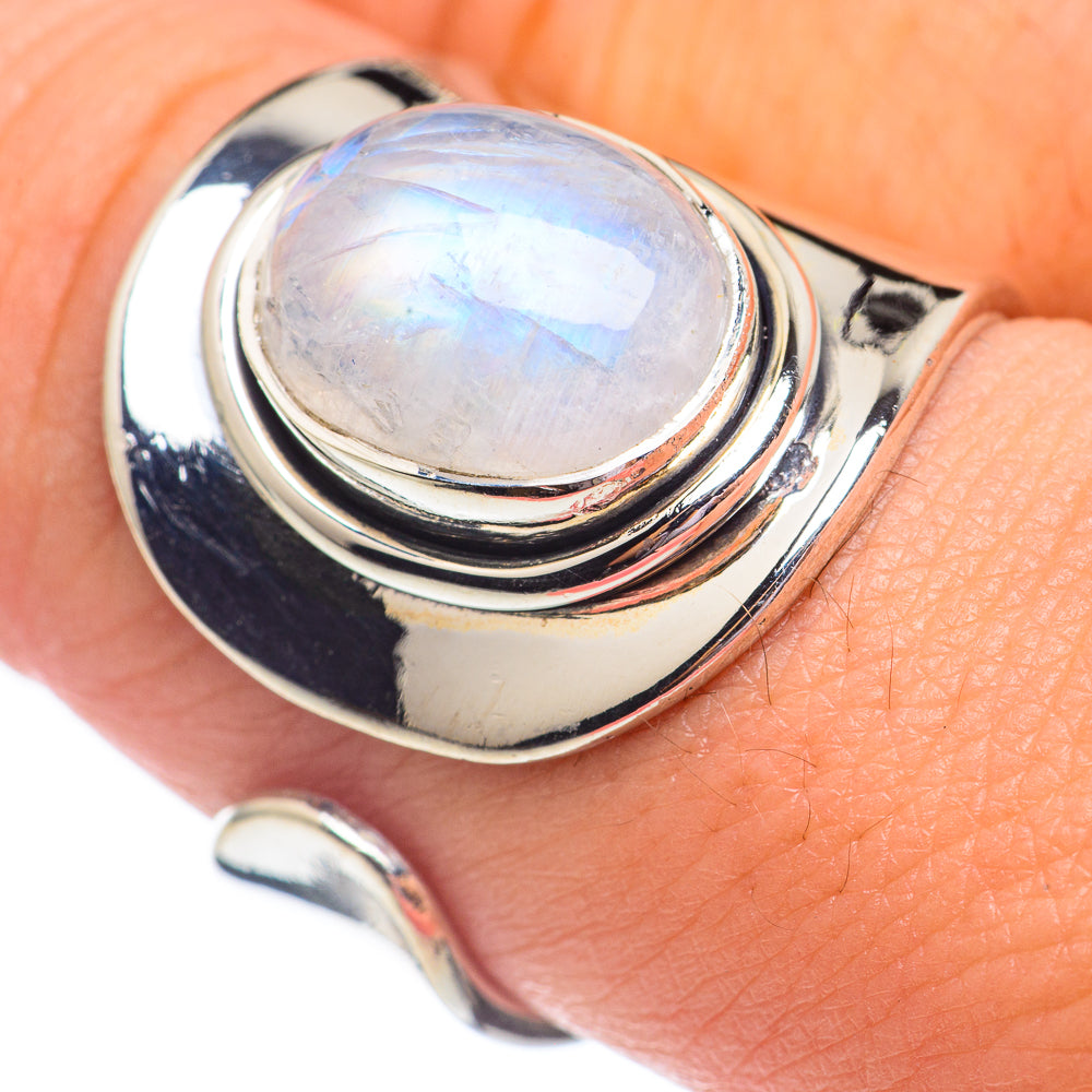 Rainbow Moonstone Rings handcrafted by Anasilvercos - RING67861