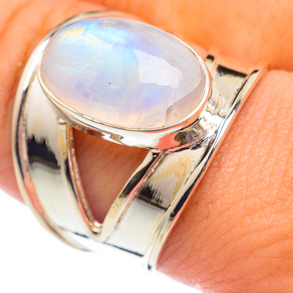 Rainbow Moonstone Rings handcrafted by Anasilvercos - RING67894