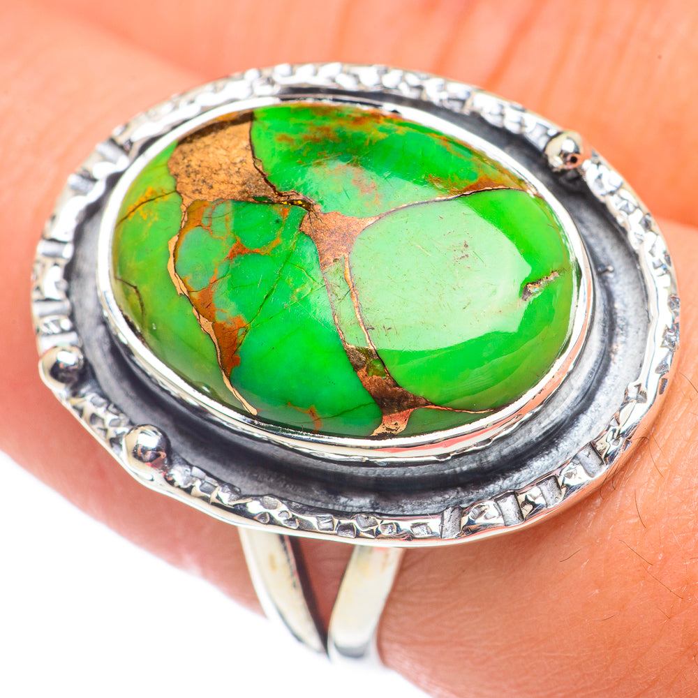 Green Copper Composite Turquoise Rings handcrafted by Anasilvercos - RING67906