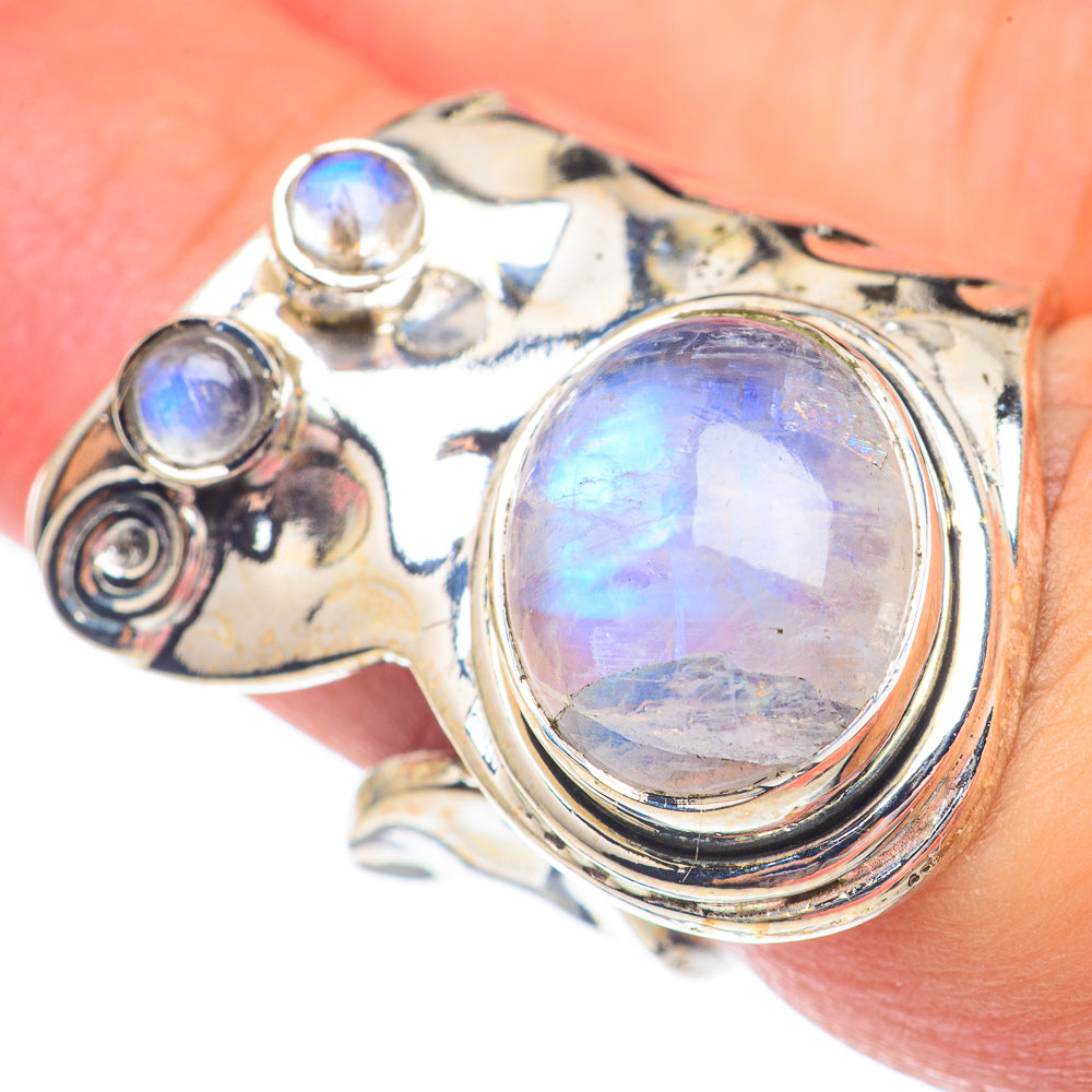 Rainbow Moonstone Rings handcrafted by Anasilvercos - RING67924
