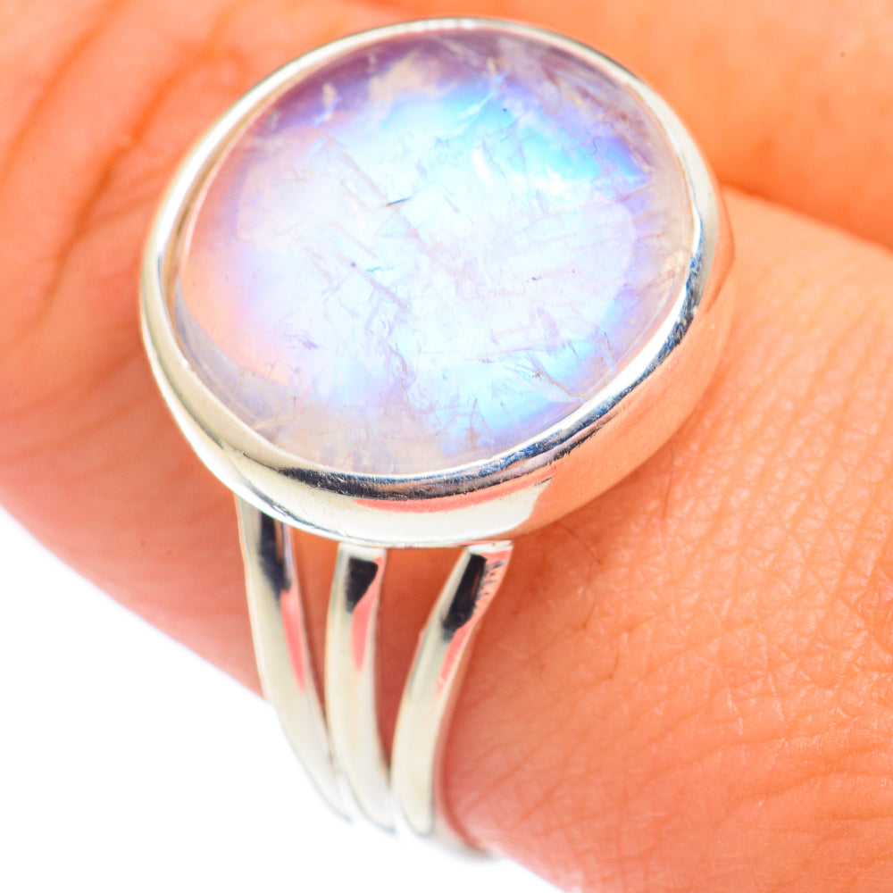 Rainbow Moonstone Rings handcrafted by Anasilvercos - RING67928