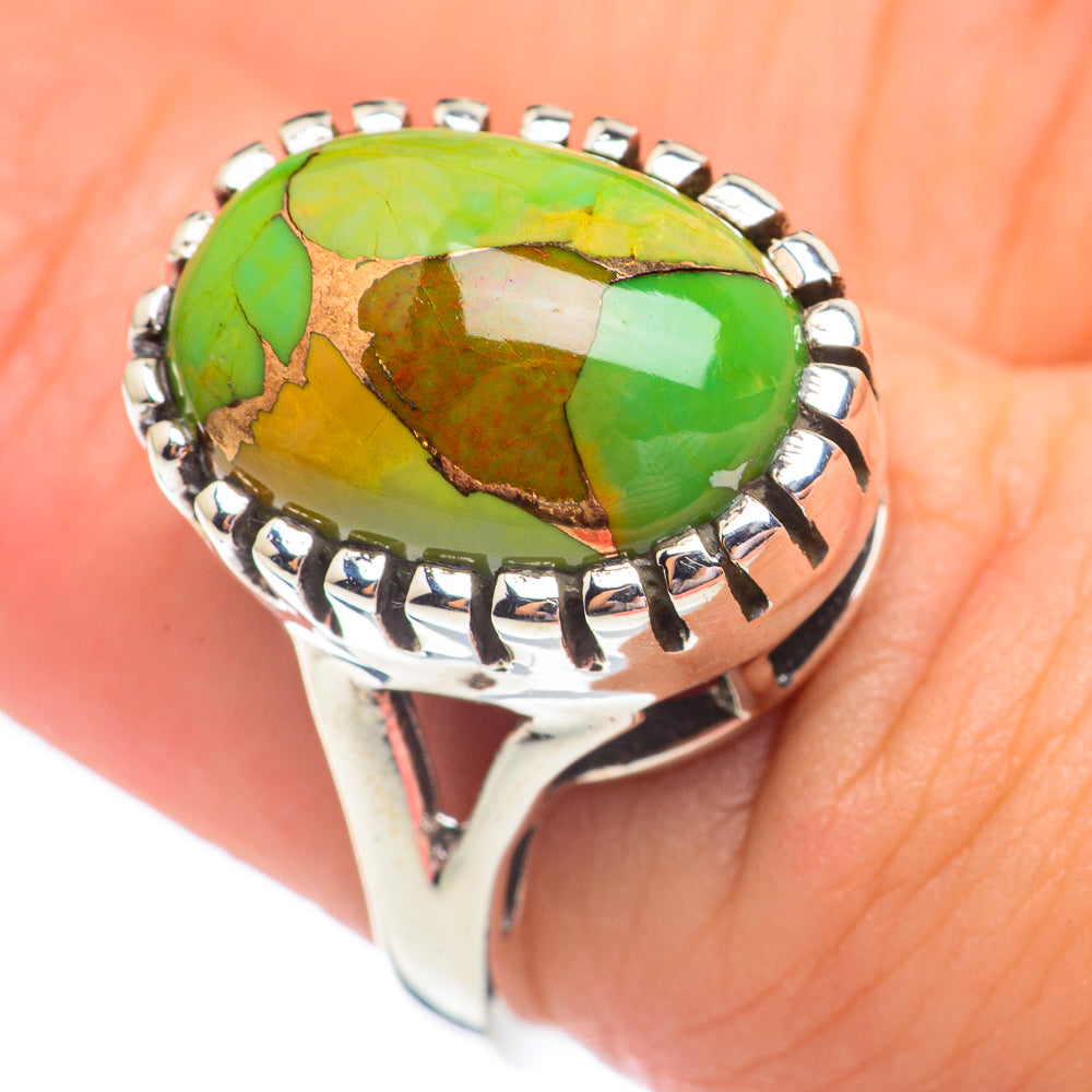 Green Copper Composite Turquoise Rings handcrafted by Anasilvercos - RING67939
