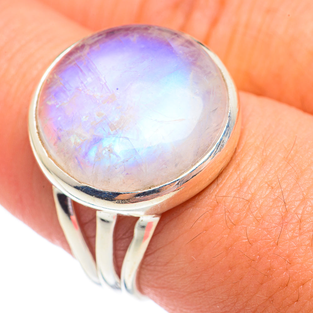 Rainbow Moonstone Rings handcrafted by Anasilvercos - RING67956