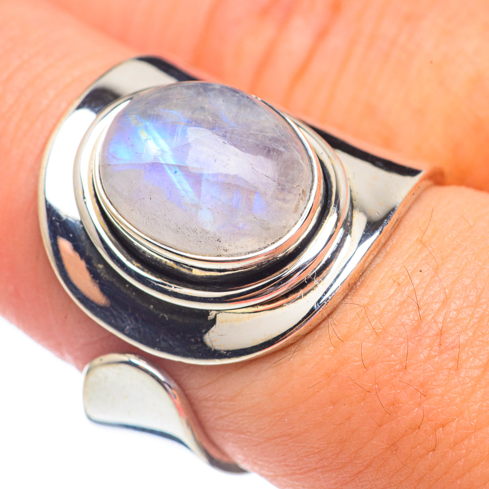 Rainbow Moonstone Rings handcrafted by Anasilvercos - RING68009