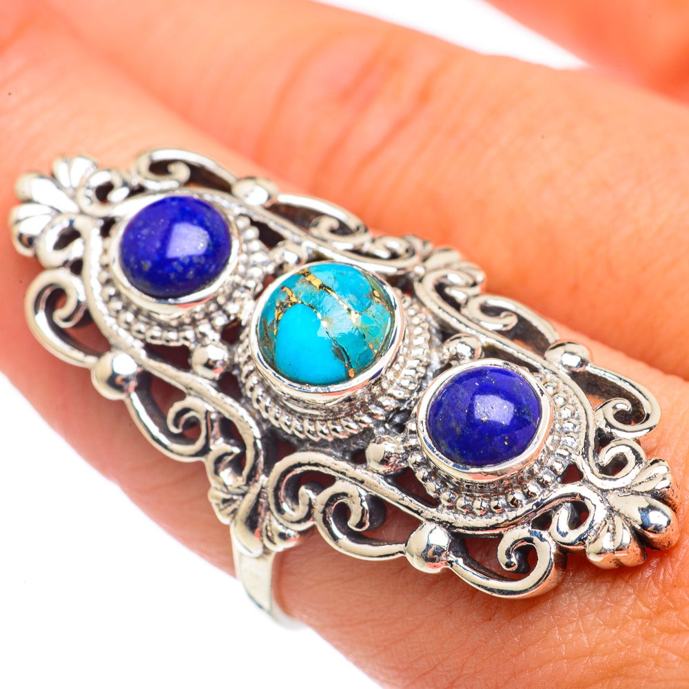 Blue Copper Composite Turquoise Rings handcrafted by Anasilvercos - RING68017
