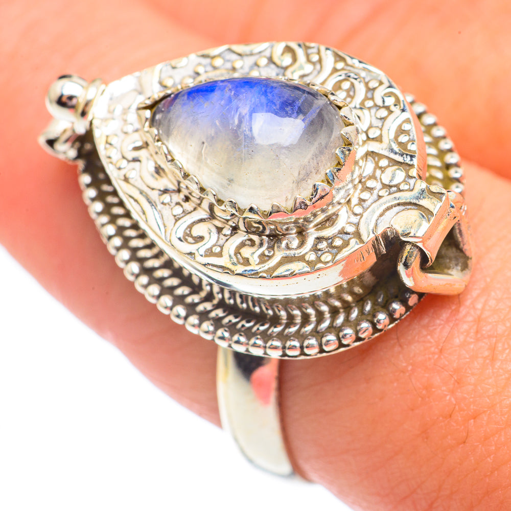 Rainbow Moonstone Rings handcrafted by Anasilvercos - RING68042
