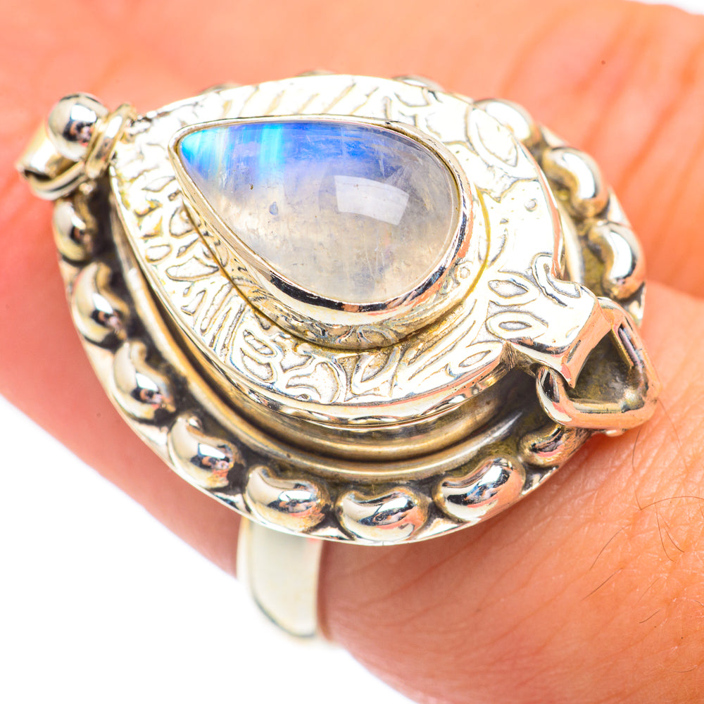 Rainbow Moonstone Rings handcrafted by Anasilvercos - RING68043