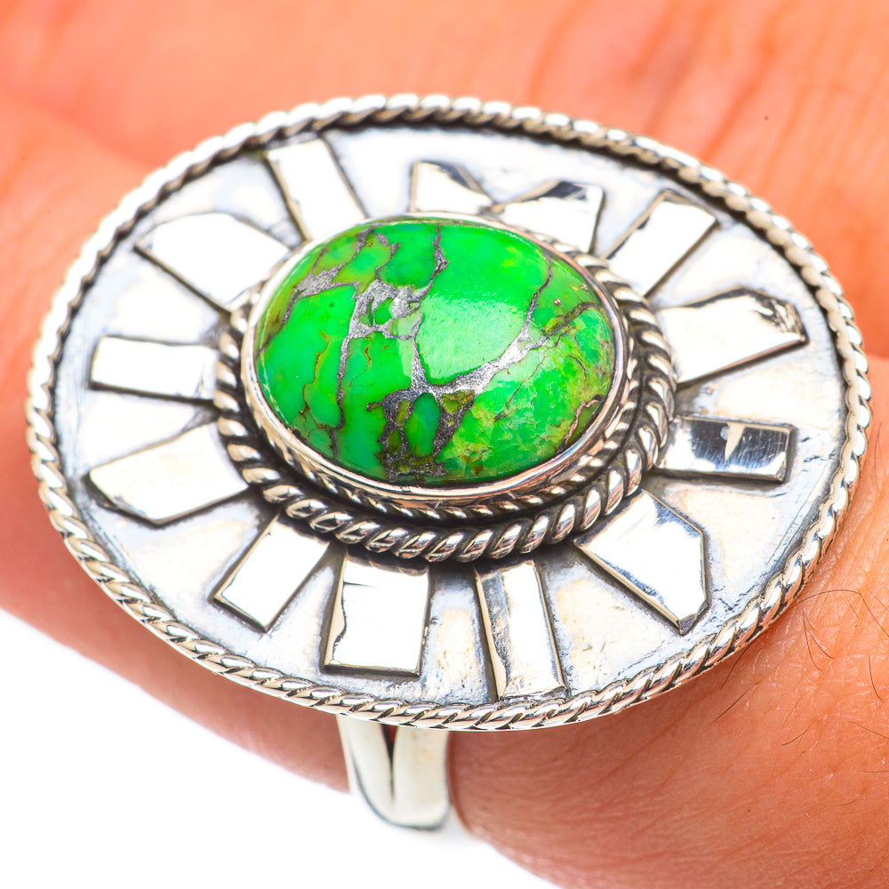 Green Copper Composite Turquoise Rings handcrafted by Anasilvercos - RING68060