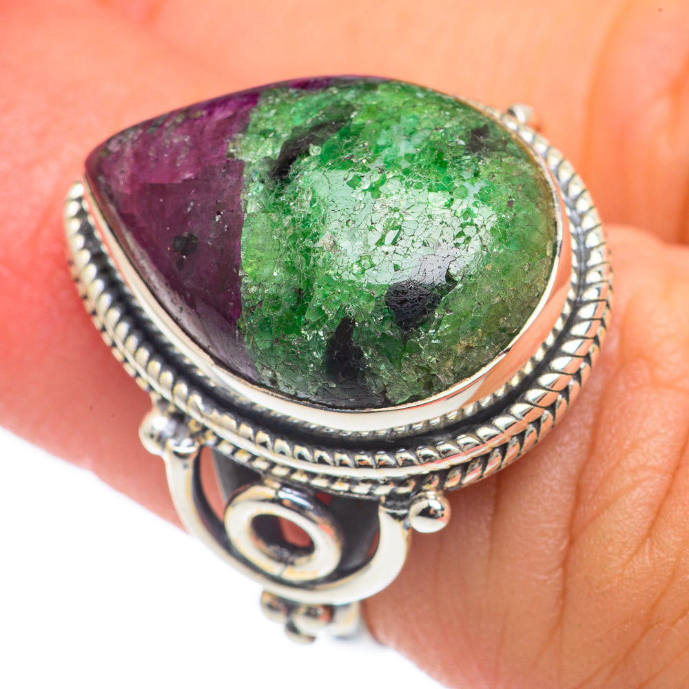 Ruby Zoisite Rings handcrafted by Anasilvercos - RING68106