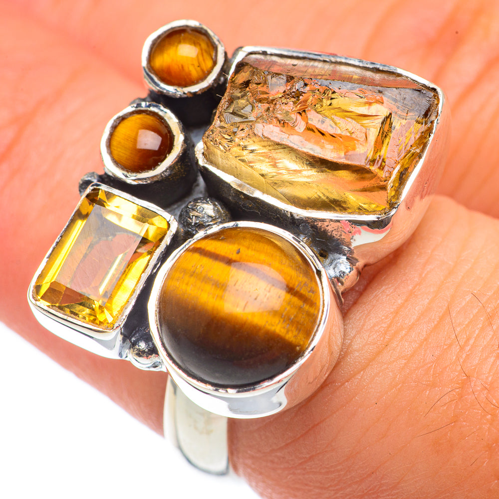 Citrine, Tiger Eye Rings handcrafted by Anasilvercos - RING68121