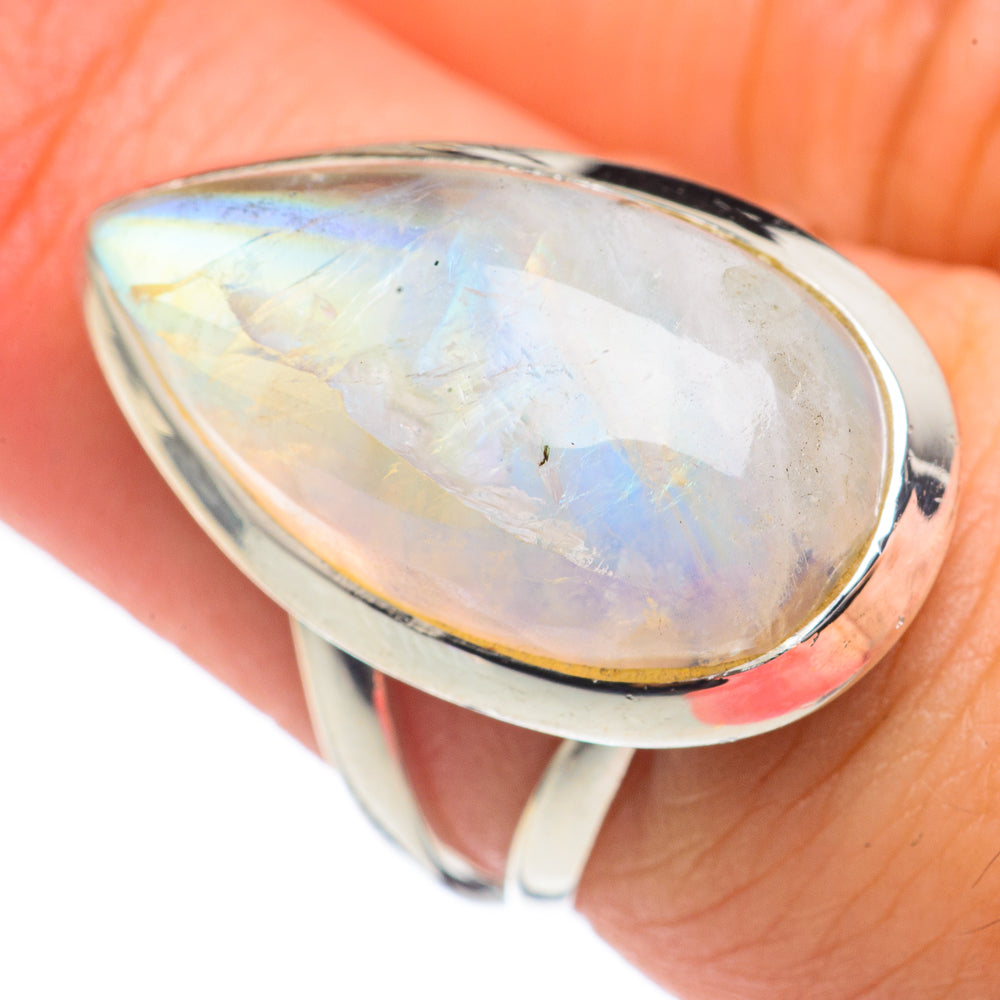 Rainbow Moonstone Rings handcrafted by Anasilvercos - RING68135
