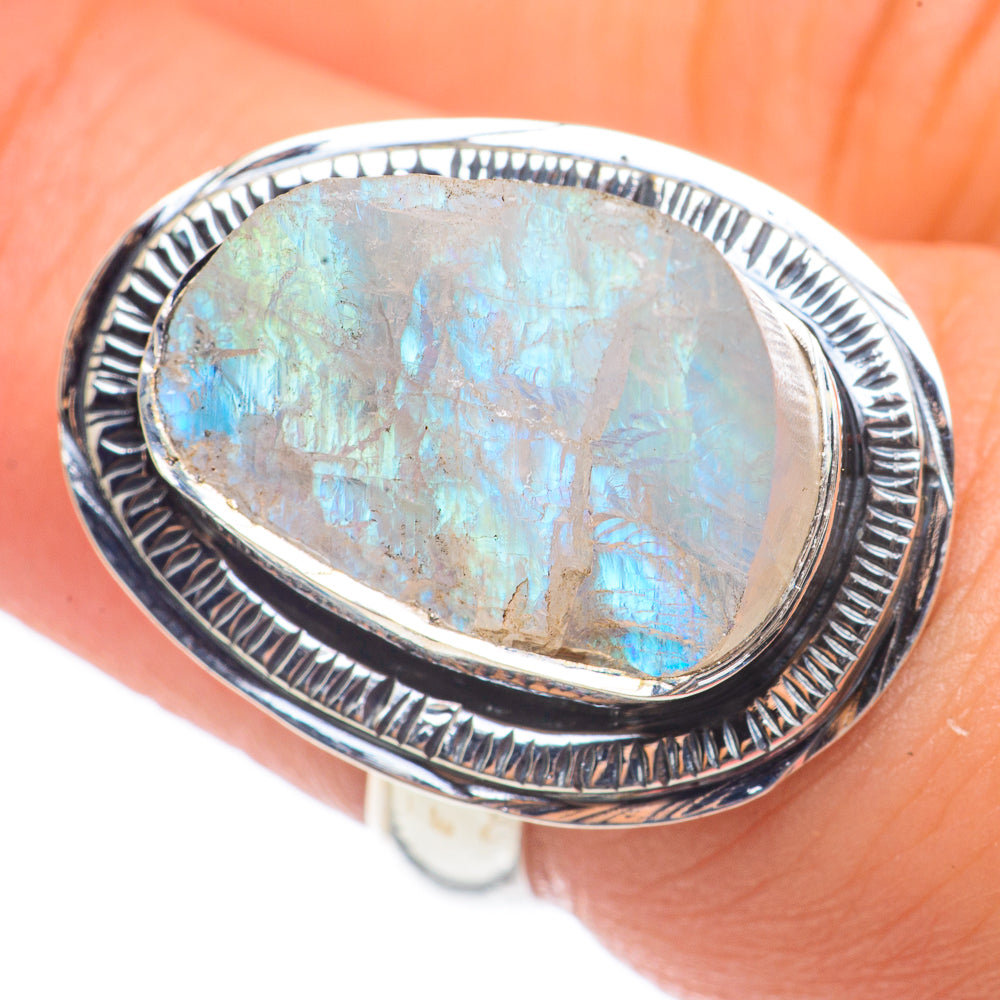 Rainbow Moonstone Rings handcrafted by Anasilvercos - RING68136