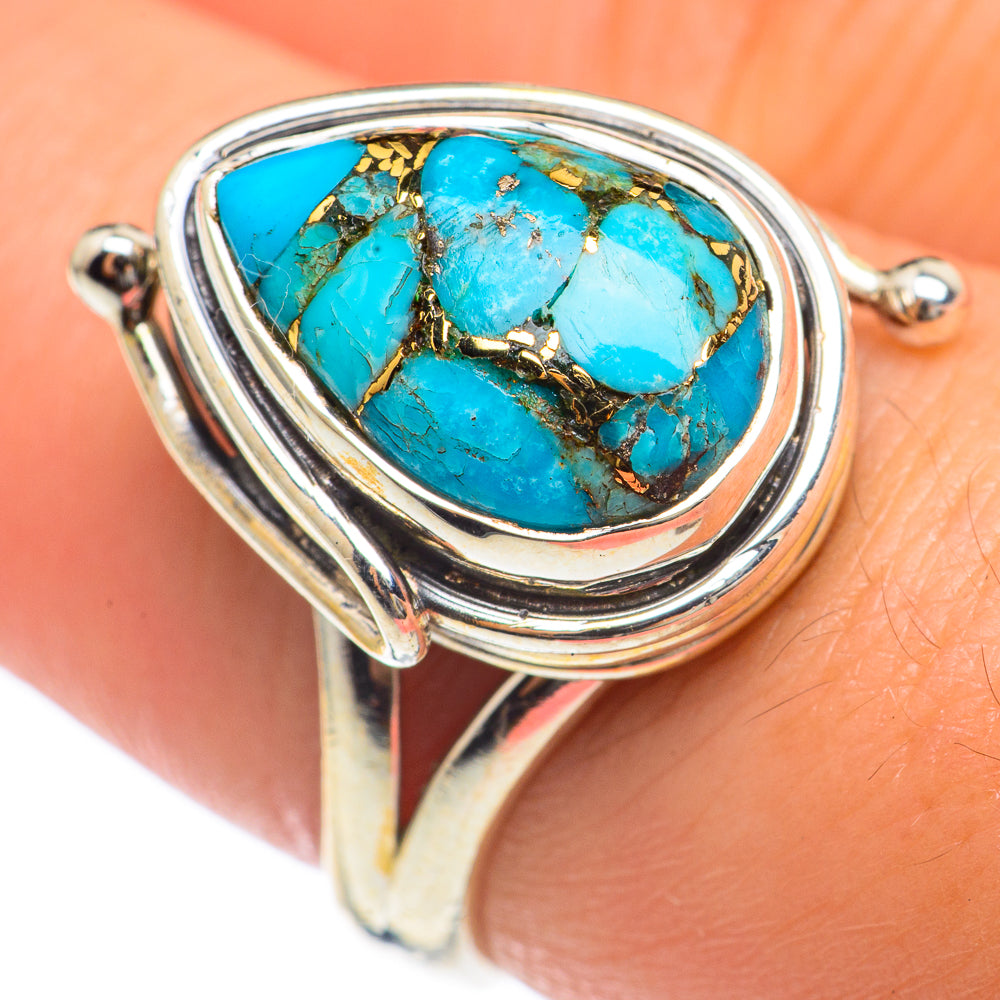 Blue Copper Composite Turquoise Rings handcrafted by Anasilvercos - RING68147