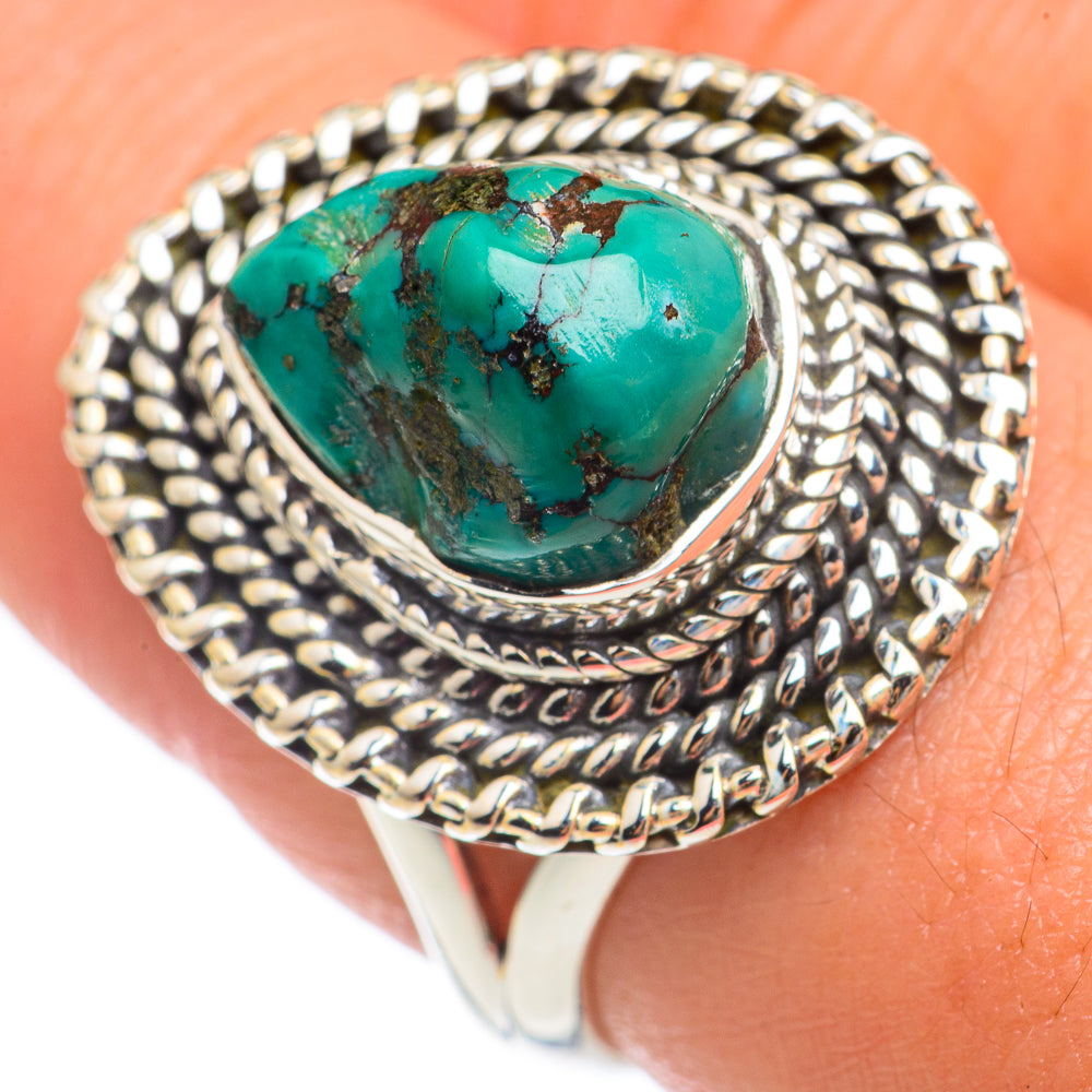 Tibetan Turquoise Rings handcrafted by Anasilvercos - RING68151