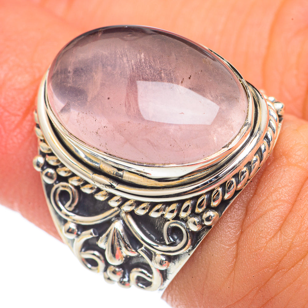Rose Quartz Rings handcrafted by Anasilvercos - RING68156