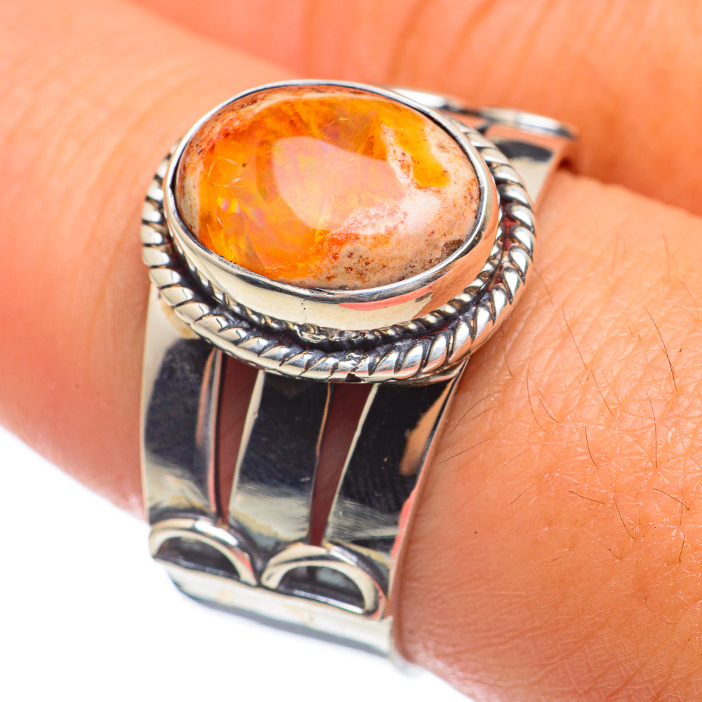 Mexican Fire Opal Rings handcrafted by Anasilvercos - RING68175