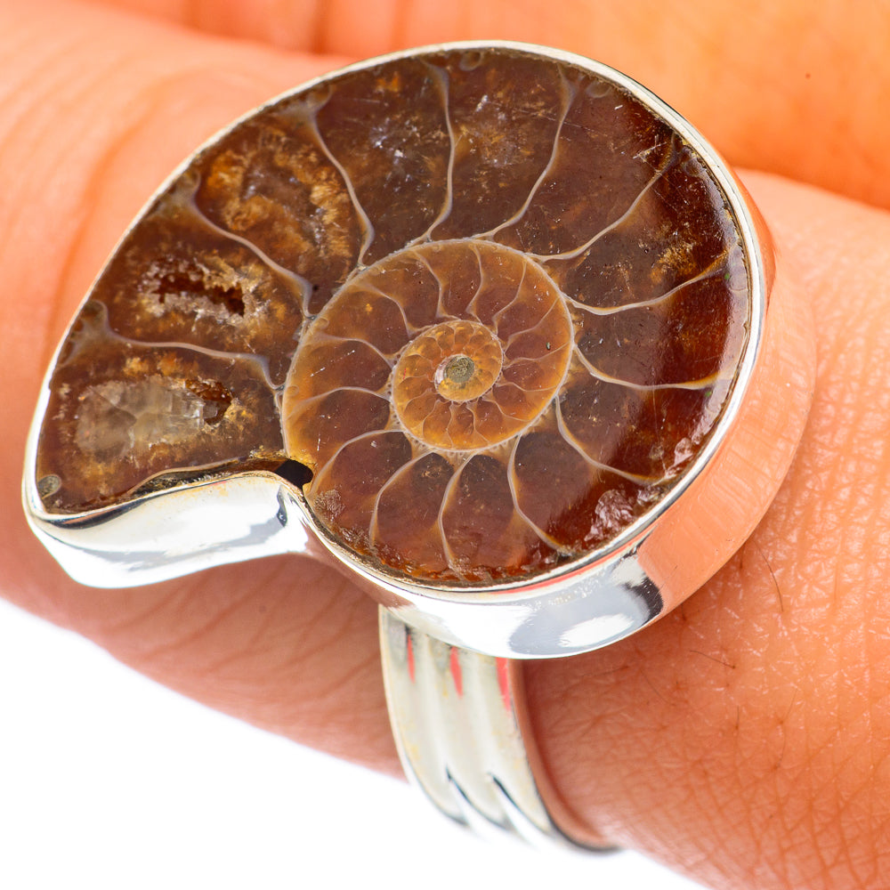 Ammonite Fossil Rings handcrafted by Anasilvercos - RING68185