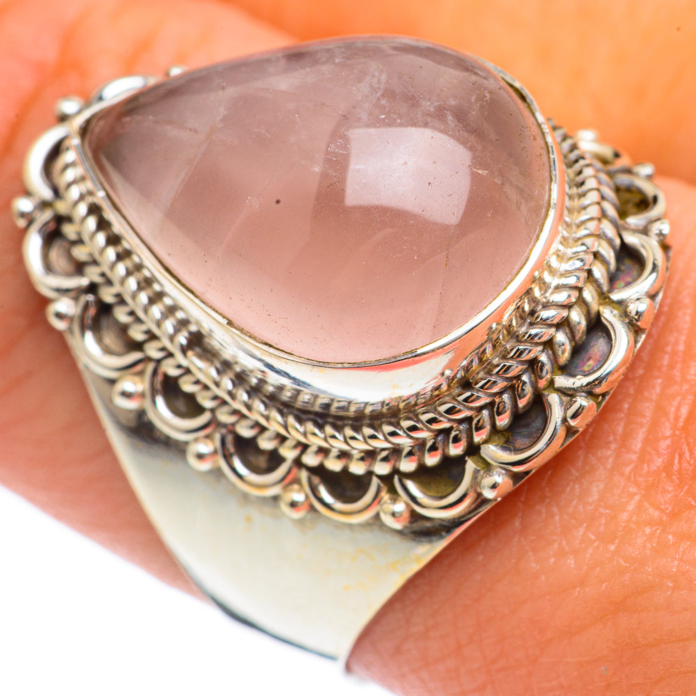 Rose Quartz Rings handcrafted by Anasilvercos - RING68190