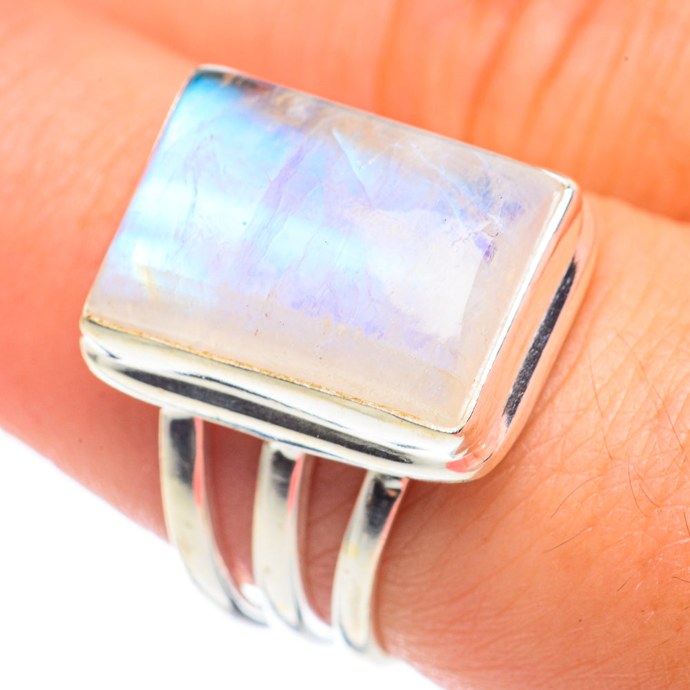 Rainbow Moonstone Rings handcrafted by Anasilvercos - RING68200