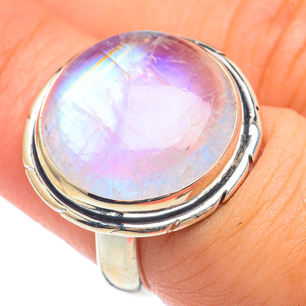 Rainbow Moonstone Rings handcrafted by Anasilvercos - RING68202