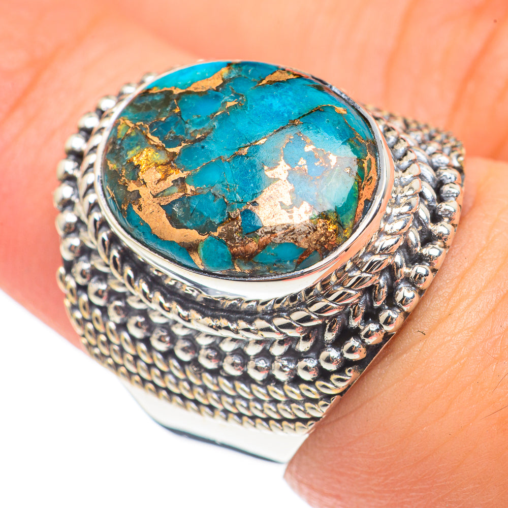 Blue Copper Composite Turquoise Rings handcrafted by Anasilvercos - RING68208