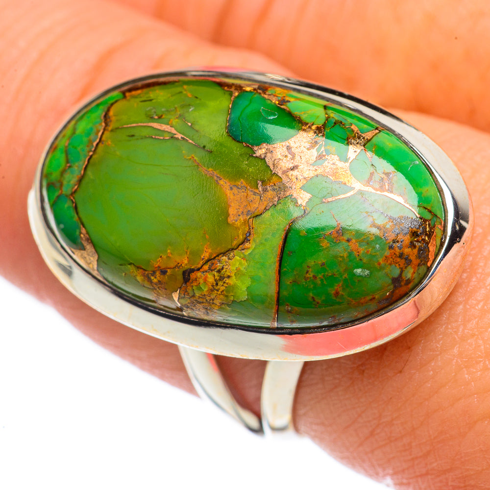 Green Copper Composite Turquoise Rings handcrafted by Anasilvercos - RING68237