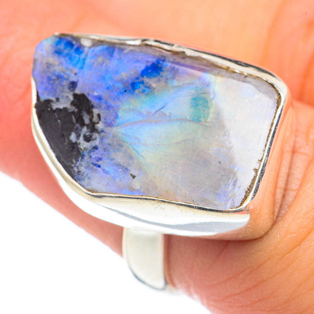 Rainbow Moonstone Rings handcrafted by Anasilvercos - RING68251