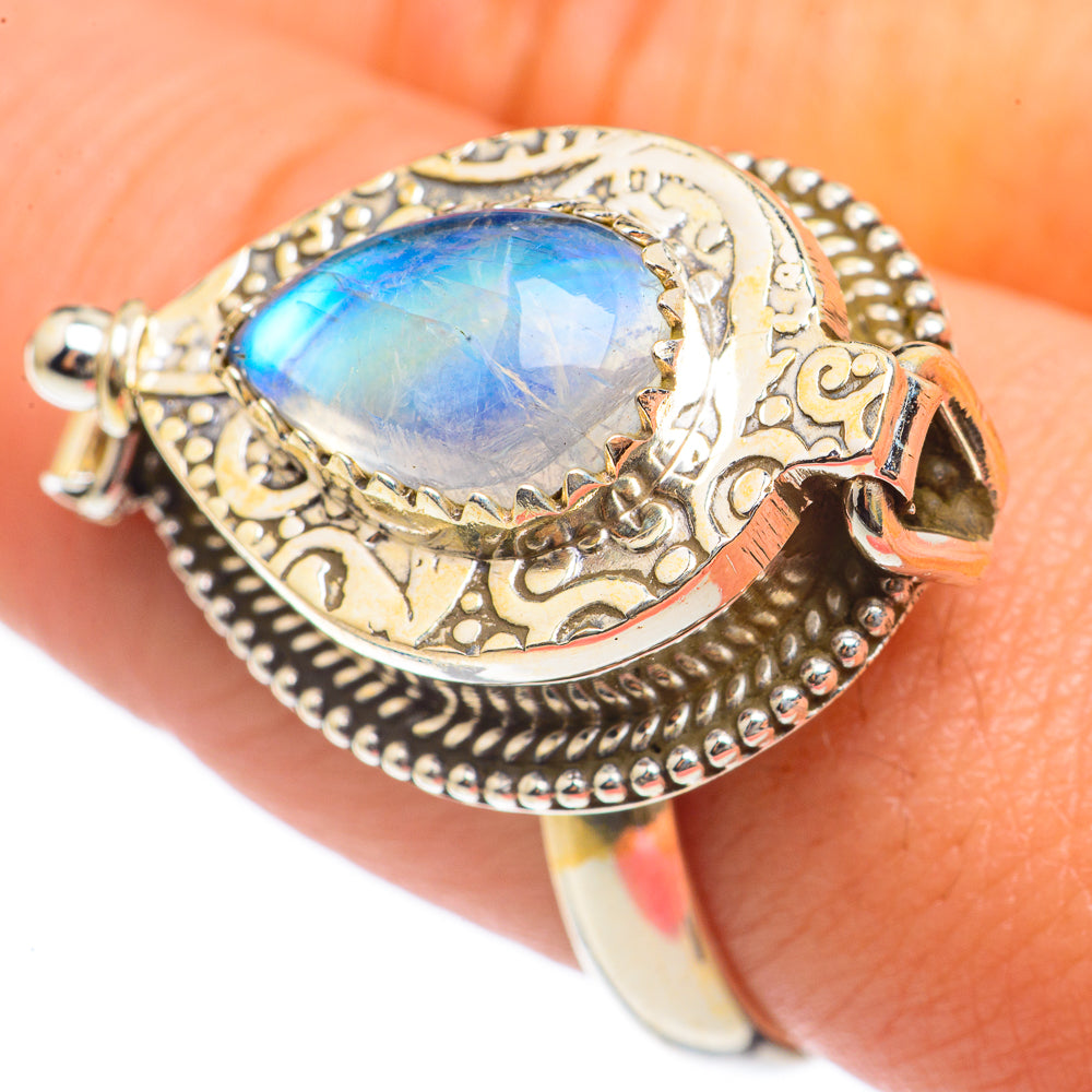 Rainbow Moonstone Rings handcrafted by Anasilvercos - RING68277