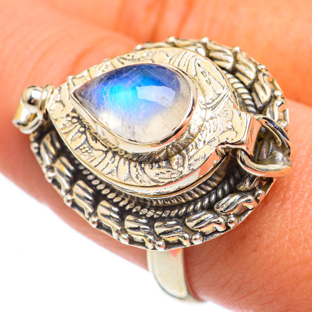 Rainbow Moonstone Rings handcrafted by Anasilvercos - RING68280