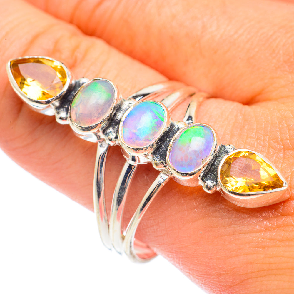 Ethiopian Opal, Citrine Rings handcrafted by Anasilvercos - RING68281