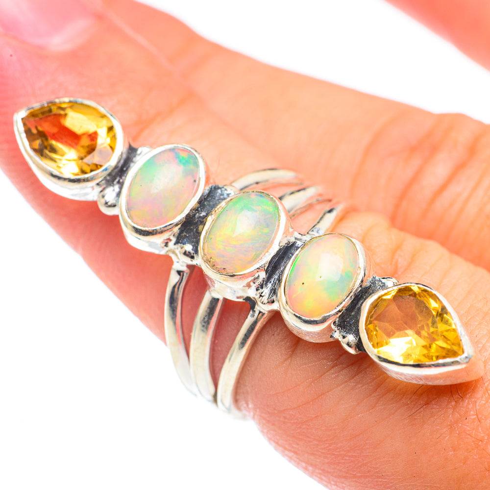 Ethiopian Opal, Citrine Rings handcrafted by Anasilvercos - RING68282