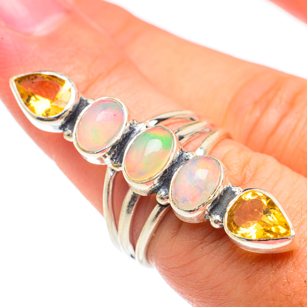 Ethiopian Opal, Citrine Rings handcrafted by Anasilvercos - RING68314