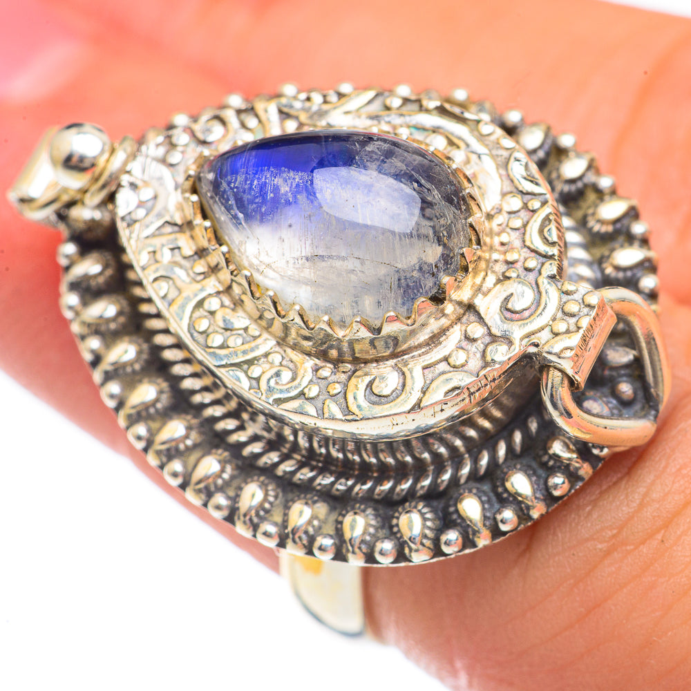 Rainbow Moonstone Rings handcrafted by Anasilvercos - RING68344