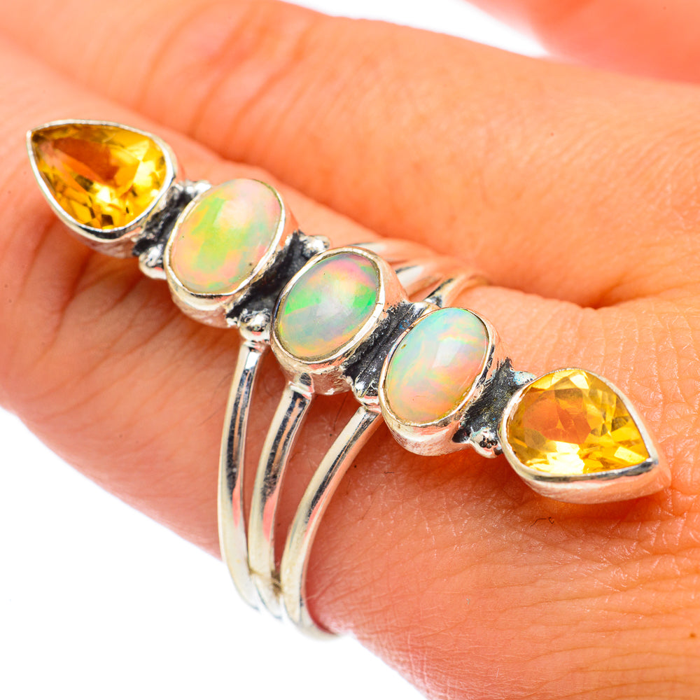 Ethiopian Opal, Citrine Rings handcrafted by Anasilvercos - RING68347