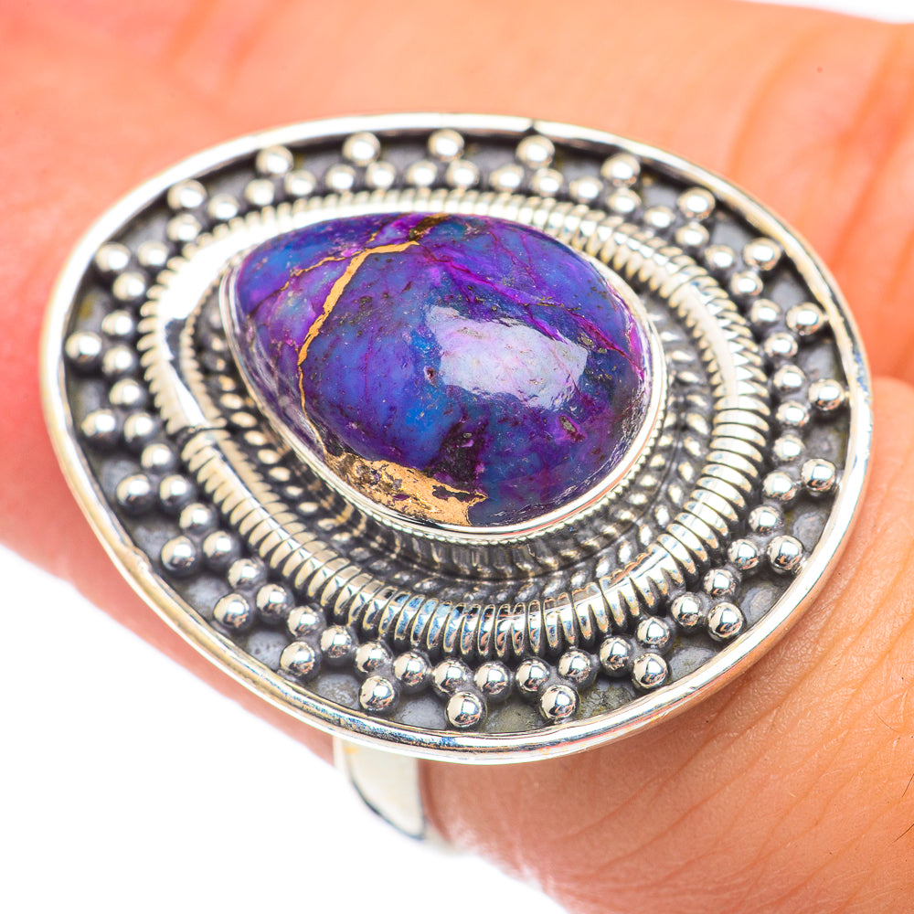 Purple Copper Composite Turquoise Rings handcrafted by Anasilvercos - RING68358
