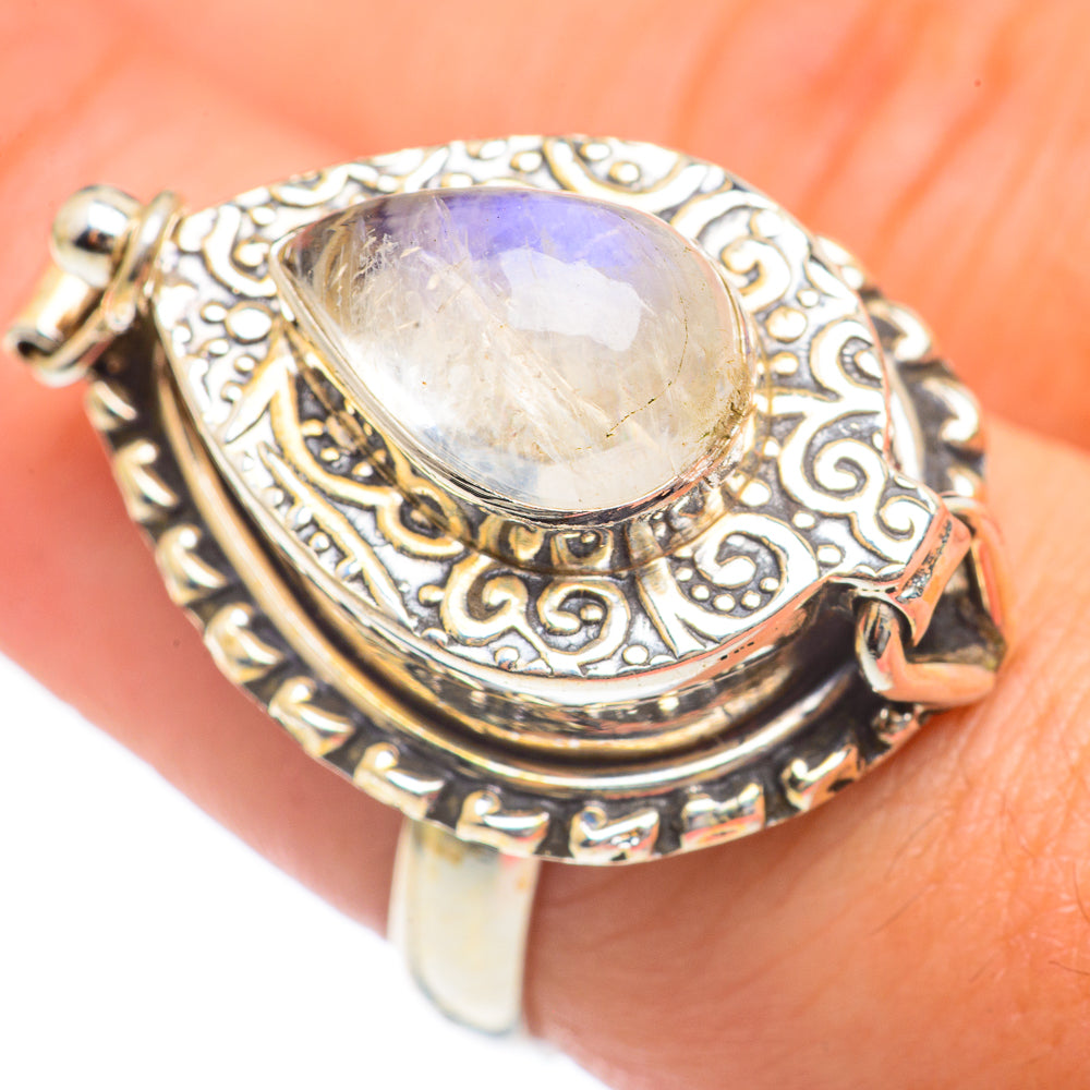 Rainbow Moonstone Rings handcrafted by Anasilvercos - RING68366