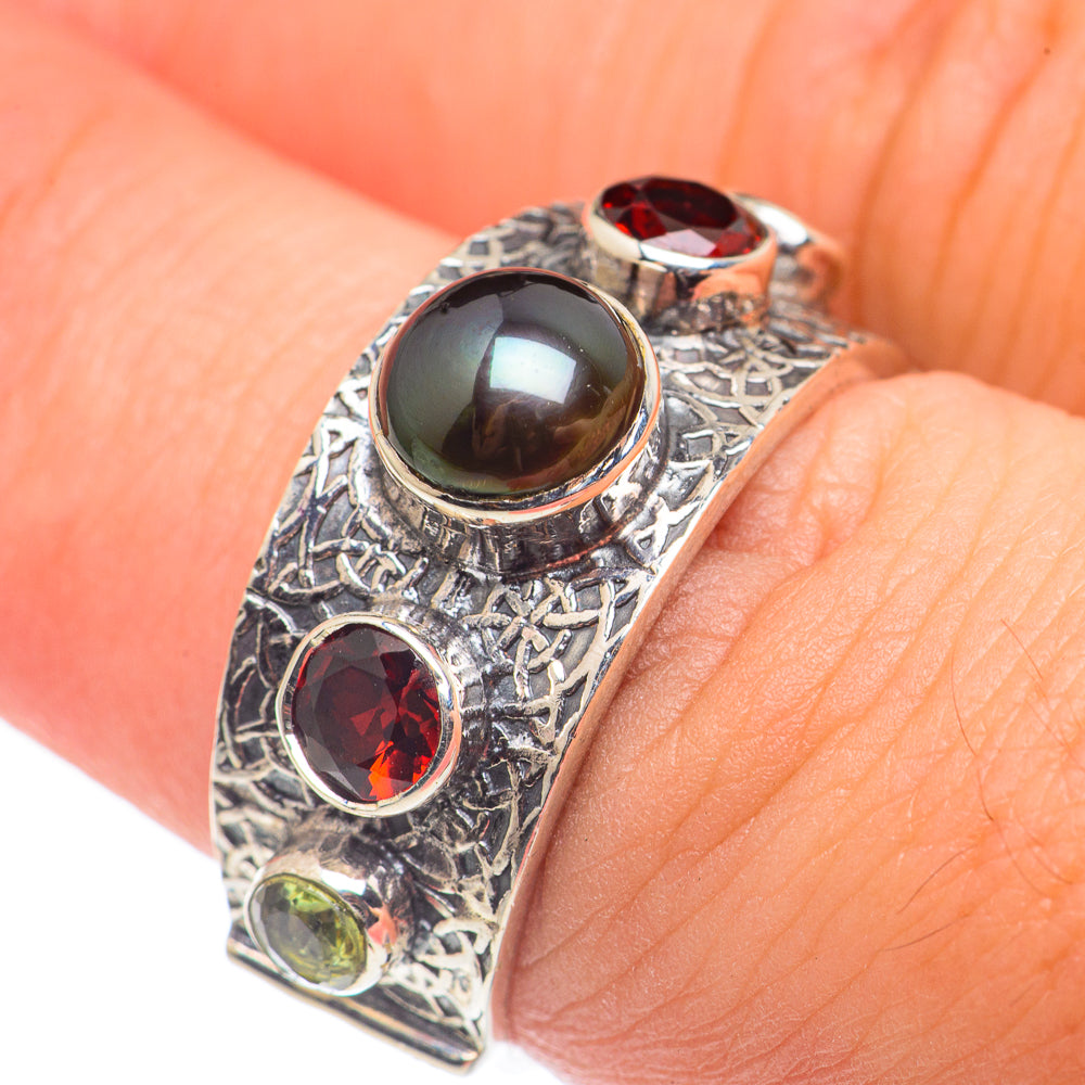 Titanium Pearl Rings handcrafted by Anasilvercos - RING68405
