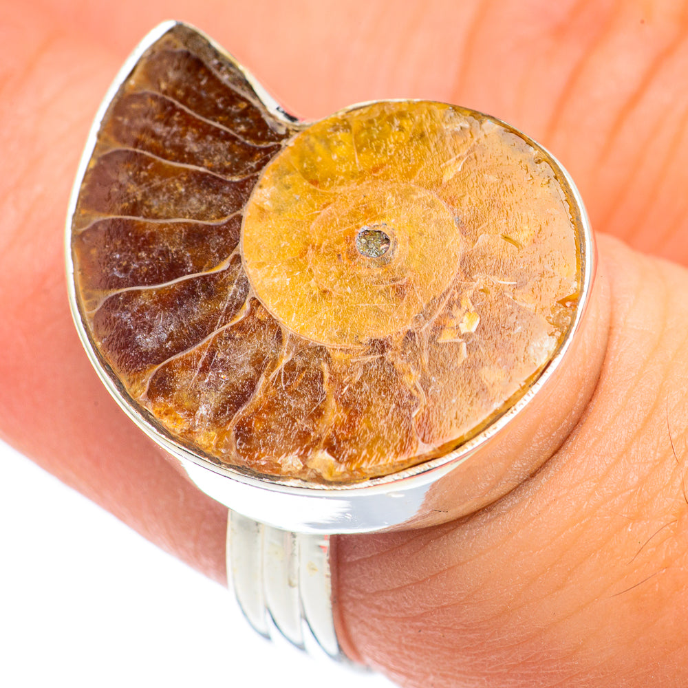 Ammonite Fossil Rings handcrafted by Anasilvercos - RING68419