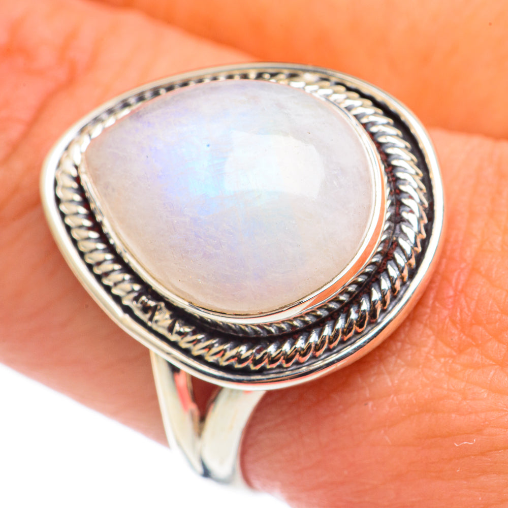 Rainbow Moonstone Rings handcrafted by Anasilvercos - RING68435