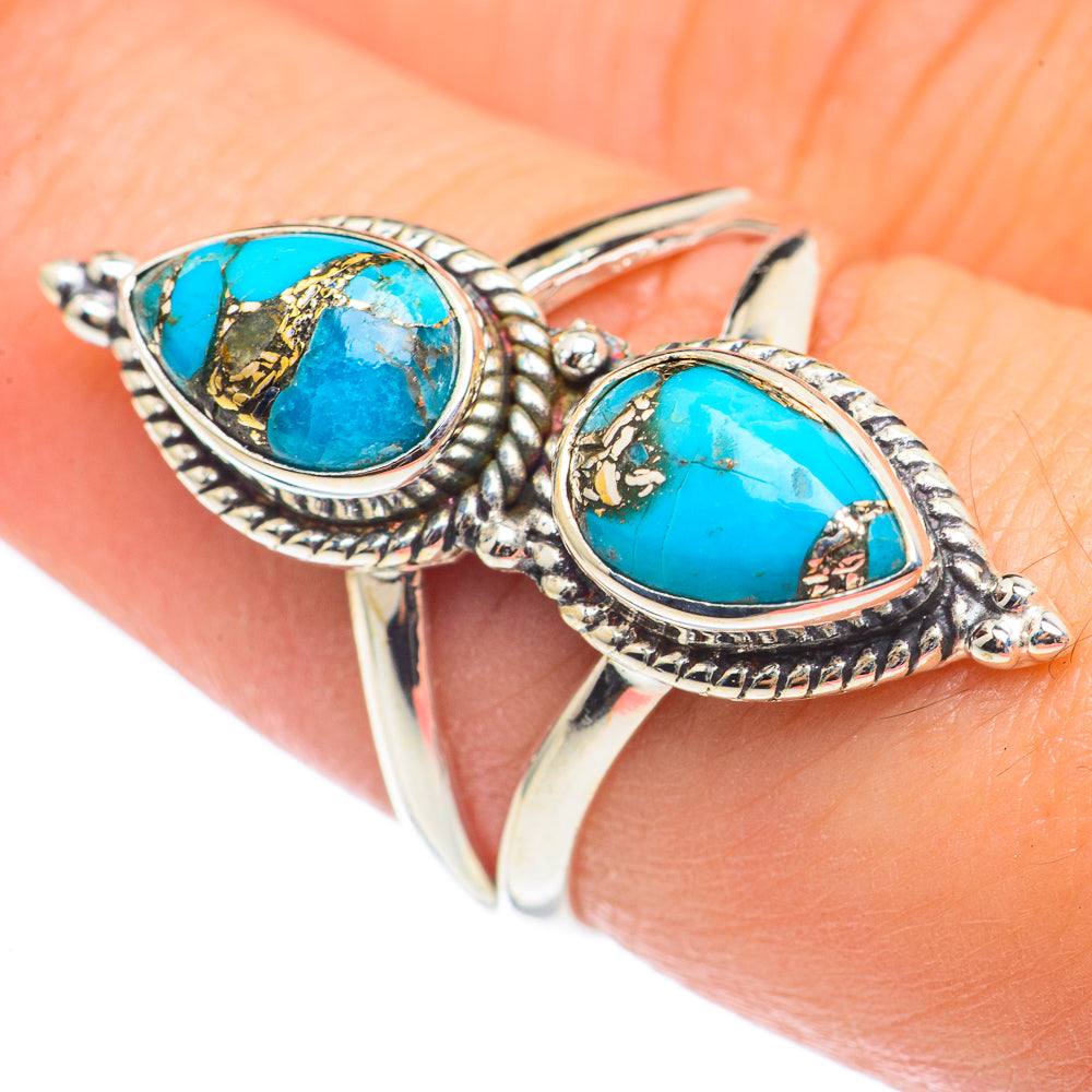 Blue Copper Composite Turquoise Rings handcrafted by Anasilvercos - RING68447
