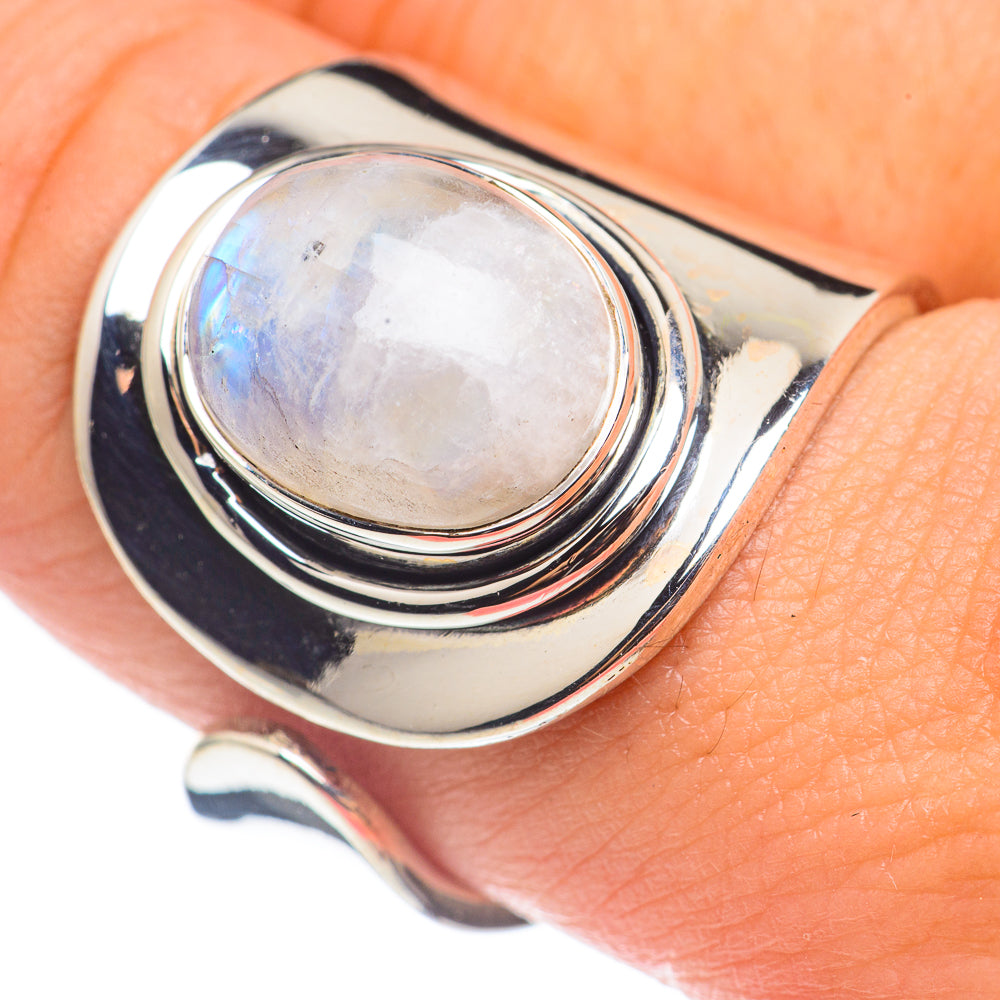 Rainbow Moonstone Rings handcrafted by Anasilvercos - RING68469
