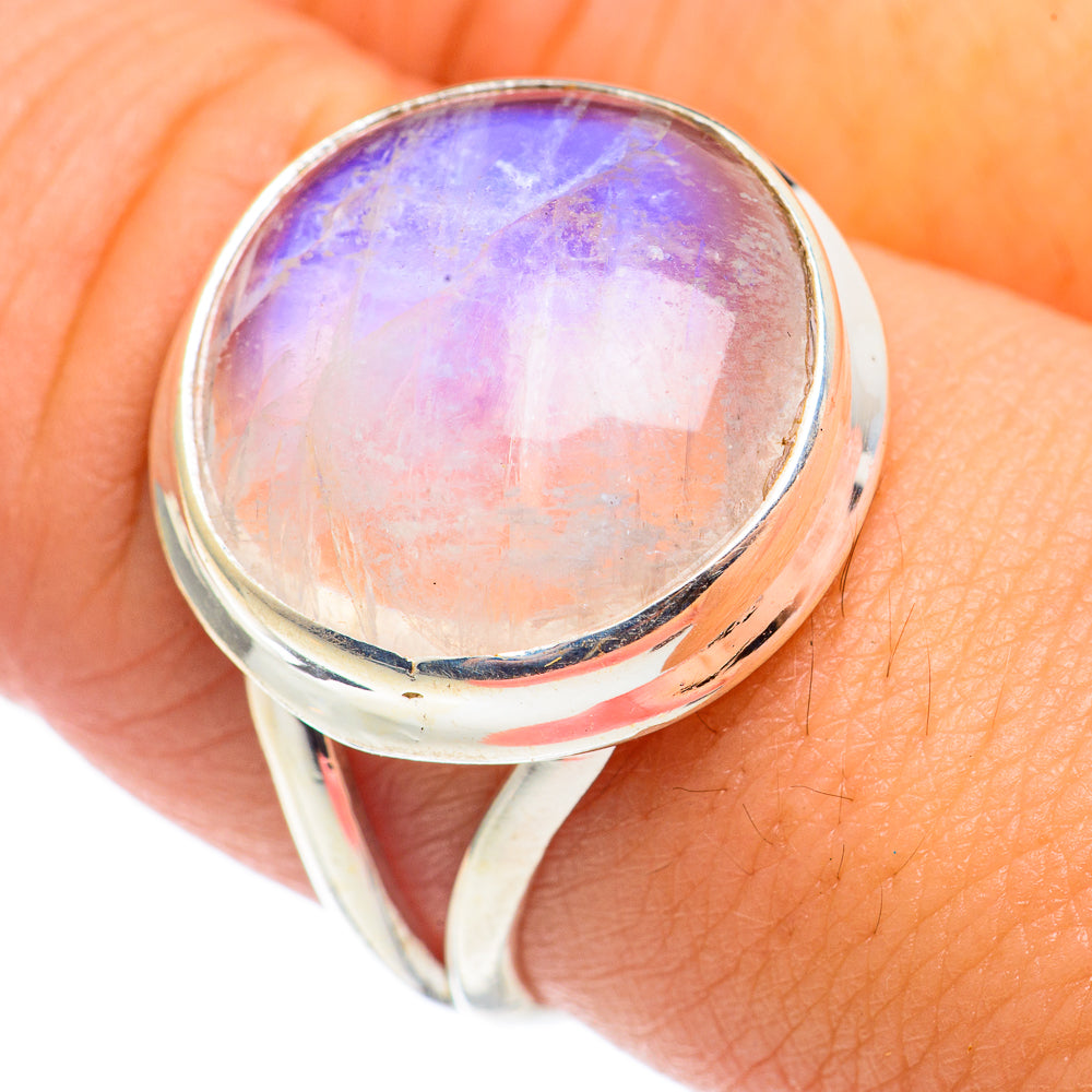 Rainbow Moonstone Rings handcrafted by Anasilvercos - RING68528