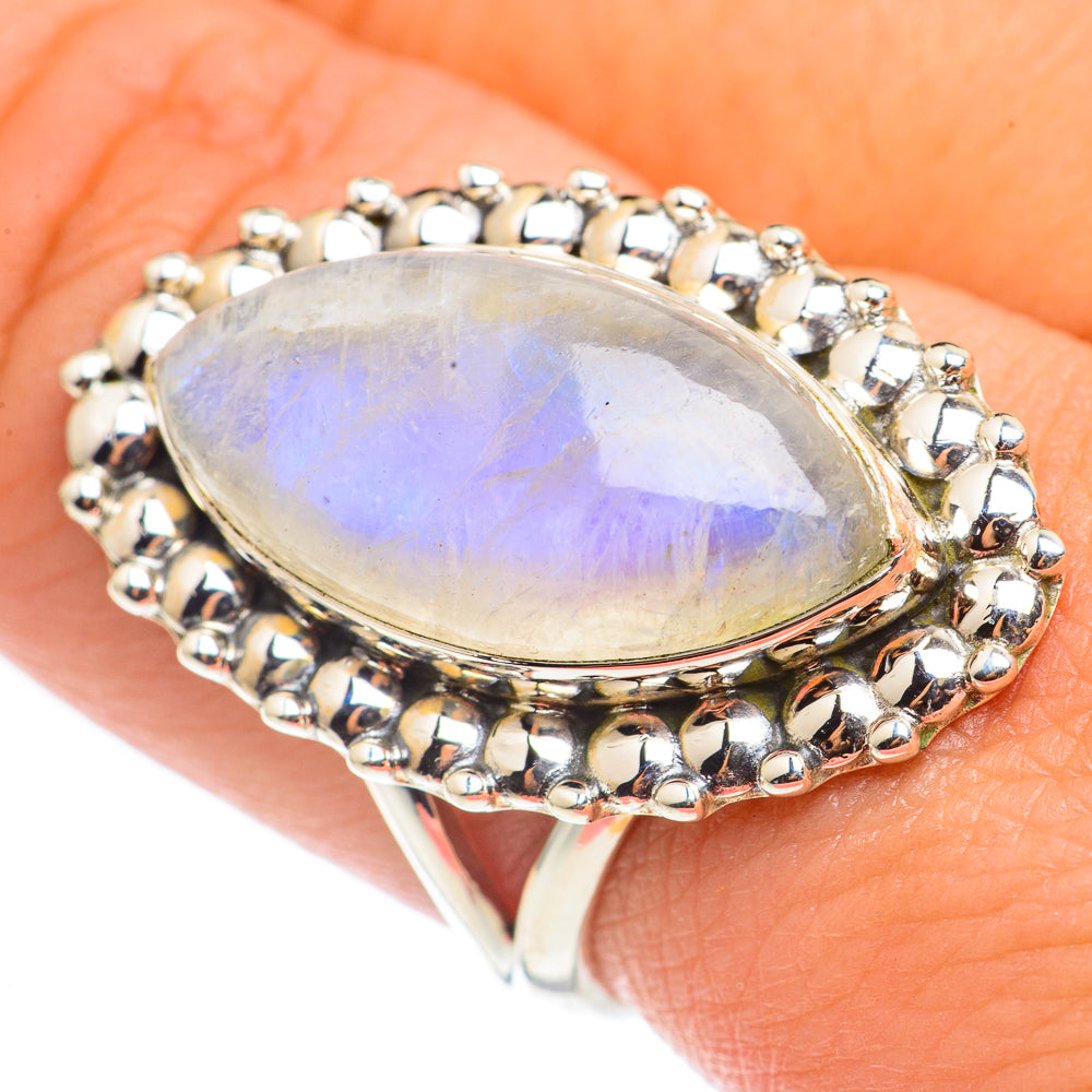 Rainbow Moonstone Rings handcrafted by Anasilvercos - RING68559