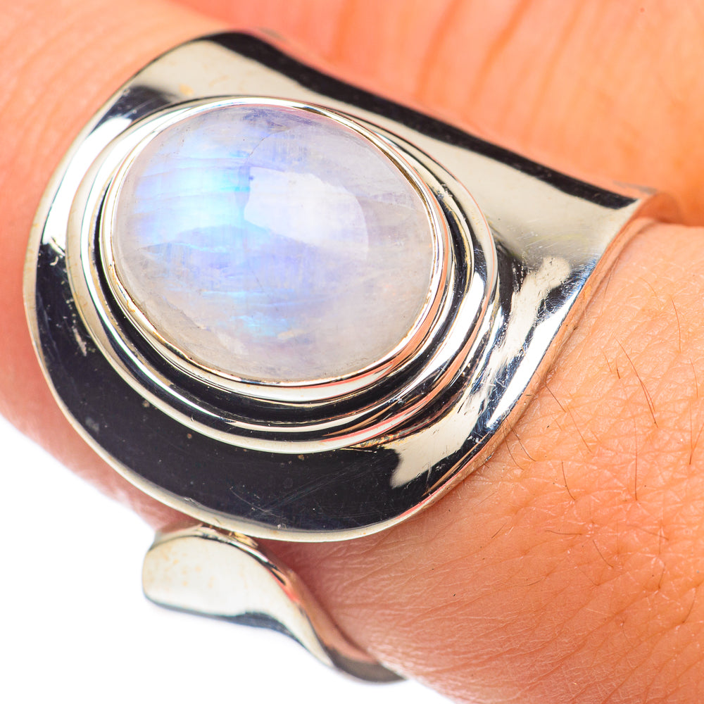 Rainbow Moonstone Rings handcrafted by Anasilvercos - RING68583