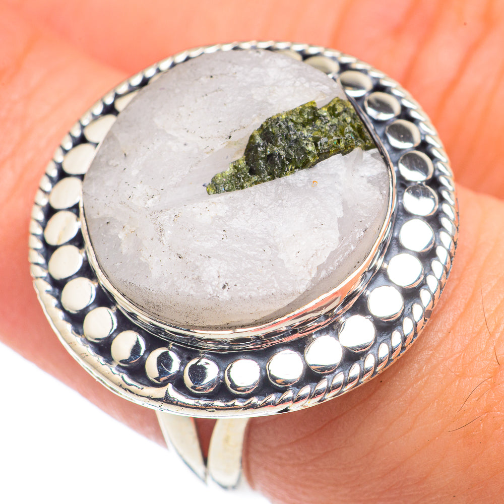 Green Tourmaline In Quartz Rings handcrafted by Anasilvercos - RING68586