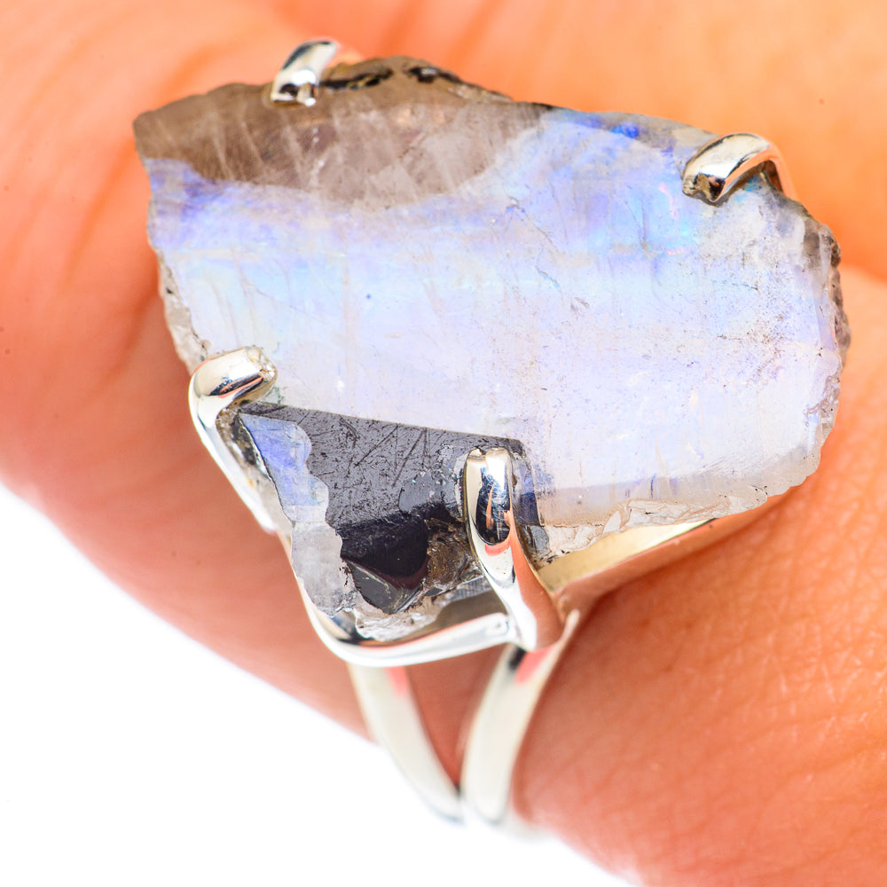 Rainbow Moonstone Rings handcrafted by Anasilvercos - RING68587