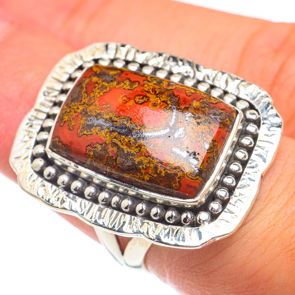 Orange Copper Composite Turquoise Rings handcrafted by Anasilvercos - RING68630