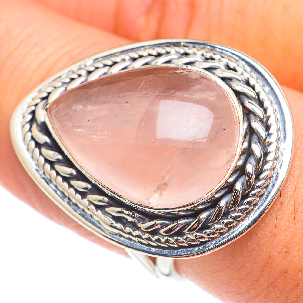 Rose Quartz Rings handcrafted by Anasilvercos - RING68635